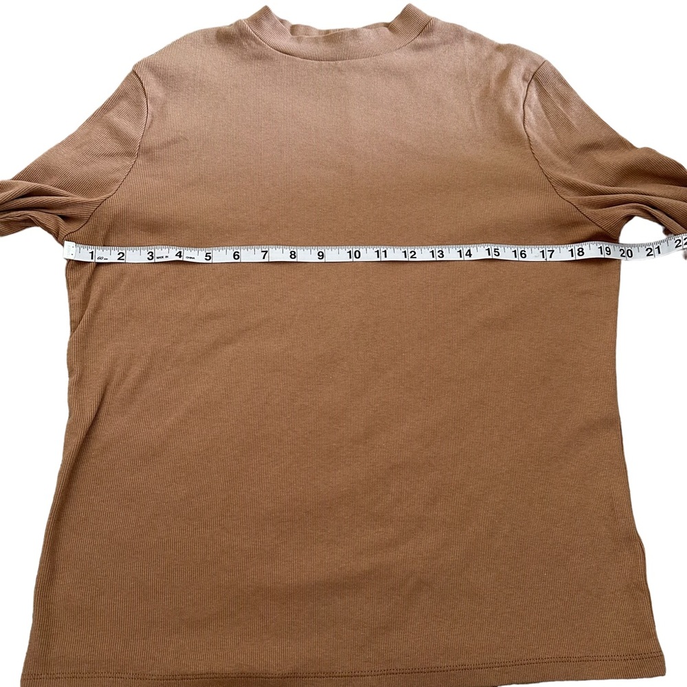 A New Day Women’s Elbow Sleeve Mock Turtleneck T-shirt Tan/Camel Sz XL - Picture 4 of 5